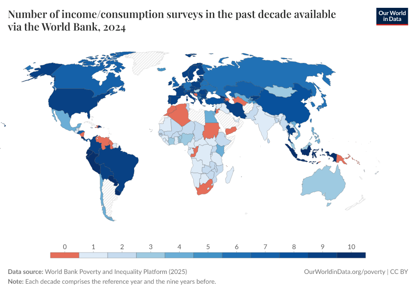 A thumbnail of the "Number of income/consumption surveys in the past decade available via the World Bank" chart