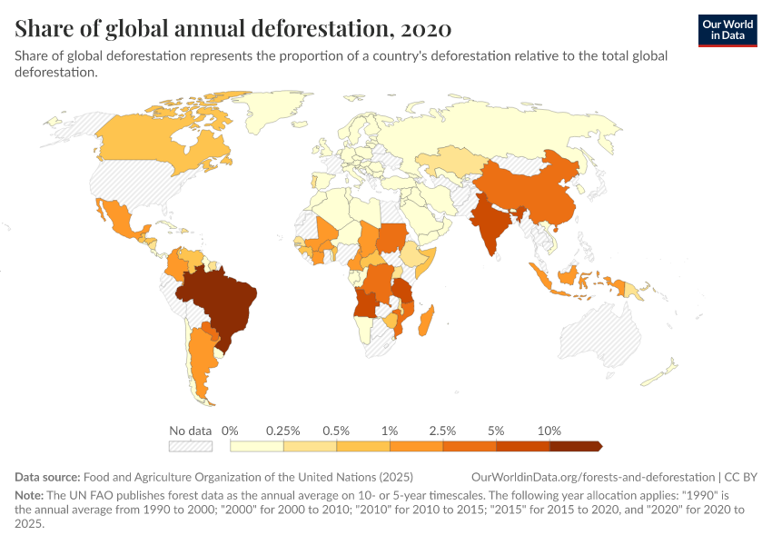 A thumbnail of the "Share of global annual deforestation" chart