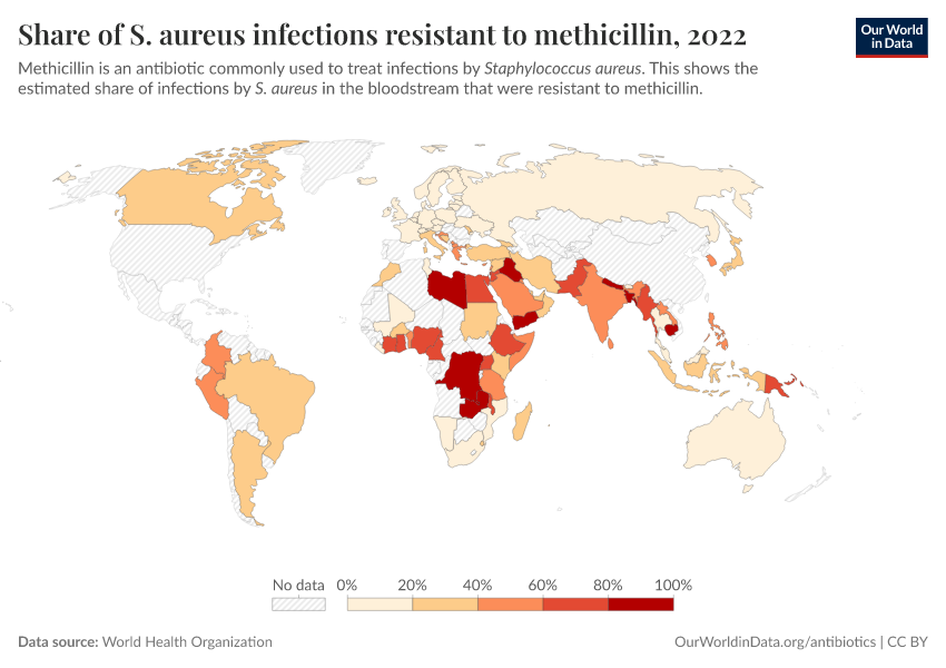 A thumbnail of the "Share of S. aureus infections resistant to methicillin" chart