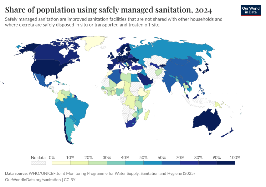A thumbnail of the "Share of the population using safely managed sanitation facilities" chart