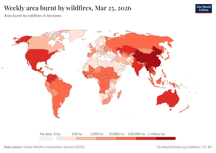 A thumbnail of the "Weekly area burnt by wildfires" chart